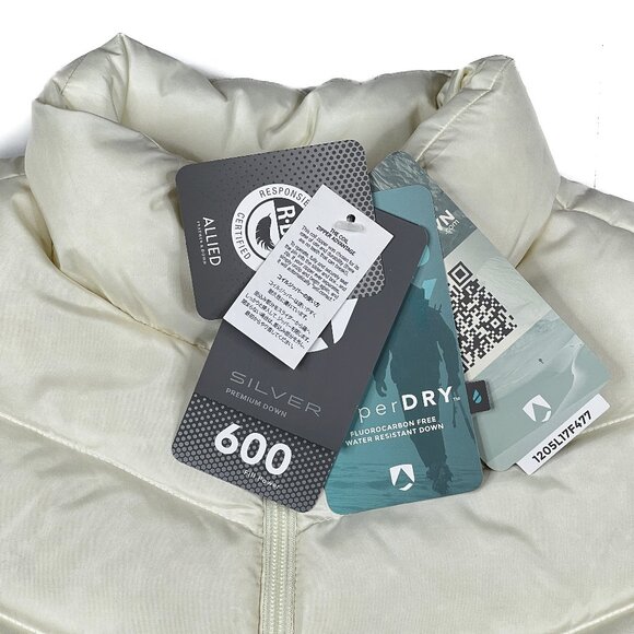Lands' End Hyperdry Goose Down Feather 600 Fill Quilted Zip Vest Ivory XLT NWT - Picture 4 of 12